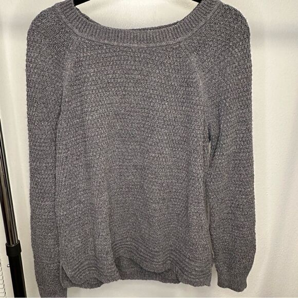 Old Navy Dark Gray Heathered Cozy Shaker-Stitch Pullover Sweater - Picture 4 of 8